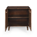 TREXM Wood Accent Cabinet with Storage, Rustic Mango Wood Storage Cabinet with Fluted Design and Adjustable Shelf for Dining Room, Kitchen, and Living Room (Honey)
