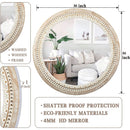 Farmhouse Rustic 30 Inch Wooden Round Mirror Wall Decor