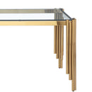 65' Rectangle Glass Dining Table, Tempered Glass Tabletop and Polished Gold Legs, Modern Style Table for Home, Kitchen. Dining Room