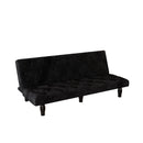 Sofa-to-Bed Evolution: 66' Black Velvet Sofa Bed Transforms Seamlessly, Ideal for Family Living Rooms, Apartments, and Bedrooms
