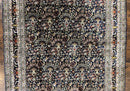 Silk Indian Kashmiri Rug 5x7, Navy Blue Indo Persian Silk Carpet 5 x 7 ft, Hand Knotted Handmade Very Fine Oriental Carpet, 450 KPSI, Birds