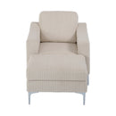 Convertible Sectional Corduroy Sofa with Storage Ottoman,Modular Sectional Sofa,Beige