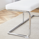 White shoe changing stool, silver metal legs, sofa stool dining chair, suitable for bedroom, fitting room, storage room, dining room, living room. 005