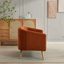50.78'W Modern Loveseat Couch Sofa with Corduroy Upholstery, Wooden Legs, 2-Seat for Small Spaces Office Studio Apartment Bedroom, Orange