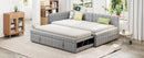 Full Size Upholstered L-Shaped Upholstered Daybed with Twin
Size Pop Up Trundle and USB ports, Gray