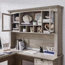 60-Inch L-Shaped Desk With Hutch Light Rustic Oak Finish