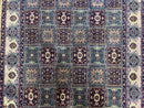 Indo Persian Silk Rug 4x6, Panel Design, Small Flowers, Hand Knotted, Fine Weave, Oriental Carpet 4 x 6, Vintage Area Rug, Beautiful Rug