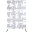 Decorative Freestanding Metal Privacy Screen for Indoor & Outdoor Use, White, 76' H x 48' W