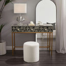 Round Velveteen Upholstered Ottoman With Padded Seat