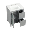 24' Bathroom Vanity with Sink, Bathroom Vanity Cabinet with Two Drawers and Door, Adjustable Shelf, Solid Wood and MDF, Grey (Old Sku:WF309411AAE)