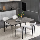 Modern Dining Room Chairs Set of 2, Mid-Century Upholstered Boucle Kitchen Dining Chairs with Black Metal Legs