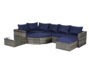 8 Piece Outdoor Patio Sofa Set, Sectional L- Shaped Patio Furniture Wicker Patio Conversation Set with Curved Sofa  Ottoman & Glass Top Table for Backyard Poolside