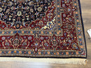Dark Blue Persian Rug 5x8, Kork Wool Semi Antique Kashan Carpet, Very Fine Lachak Toranj Rug, Hand Knotted Floral Medallion Rug, 5 x 8 Oriental Rug