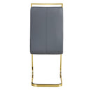 Modern Dining Chairs, PU Faux Leather High Back Upholstered Side Chair with Golden C-shaped Tube Metal Legs for Dining Room,Kitchen(Set of 2 )(DARK GRAY+PU)W1151104365