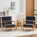 Mid-Century Modern Accent Chair, Arm Chair Living Room Chairs with Pillow Upholstered Reading Chair with Solid Wood Frame &  Living Room Bedroom Balcony (Antique Dark Grey)