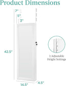 White Led Mirror Jewelry Cabinet With Lock And Drawers