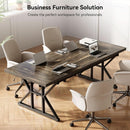 70.8 Inch Large Executive Desk Black Oak Wood Office Desk