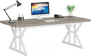 70.8 Inch Grey White Executive Desk Large Home Office