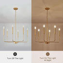 Gold 6 Light Candle Chandelier For Dining Room Modern