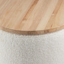 Cream Textured Storage Ottoman Removable Lid Walnut