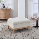 33.86'W Upholstered Wood Base Storage Ottoman with Reversible Lid Coffee Table, Foot Stool Square Footrest with Rubberwood Legs for Living Room Bedroom Entryway and Office, Ivory Boucle.