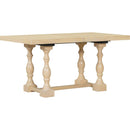 Traditional 6-Piece 78inch Trestle Extendable Dining Table Set with One 18inch Removable Leaf, Padded Dining Chairs and Bench,Natural