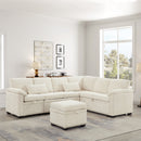97 Inch L-Shaped Corner Sectional Sofa Couch with Seat and Storage Ottoman,Chenille Fabric Corner Couch with 7 Seats & 2 Pillows for Living Room, Beige