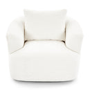 360° Swivel Barrel Sofa Chair with Throw Pillow, Chenille Upholstered Accent Chair, Beige, 38.2'