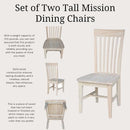 Set Of 2 Tall Mission Dining Chairs Unfinished Parawood