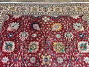 Persian Tabriz Rug 10x12, Floral Allover, Handmade Vintage Wool Carpet, Red and Cream