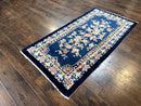 Chinese Rug 3x6, Peking Rug, Blue Chinese Wool Rug, Fete Rug