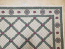 4x5 Panel Design Rug, 4' x 5' Power-Loomed Vintage Rug, Beige & Pine Green Carpet
