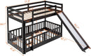 Twin Over Twin Floor Bunk Bed With Slide And Ladder