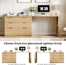 Oak Forty Seven Inch L Shaped Corner Desk With Drawers