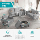 Light Grey Living Room Sofa Set With Movable Ottoman
