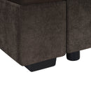 Elegant L-Shaped Sectional Sofa with Chenille Upholstery and Wooden Storage Compartment, Brown