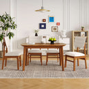 Brown Beige Space Saving Solid Wood Dining Set Chairs
