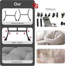 Large Light Gray Upholstered Armchair Folding Ottoman