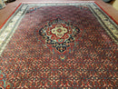 Indian Rug 9x12 Red Indo Bidjar Rug 9x12 Vintage Rug Allover Pattern Medallion Rug Wool Rug Nice Persian Design