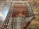 Antique Persian Rug 4x7, Sarab Tribal Wool Carpet, Brown and Multicolor, Handmade Wide Runner Rug 4 x 7, Open Field, Rainbow Border