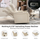 Home Theater Recliner with 270 Degree Swivel, PU Leather, Power Recliner with Tray Table, Phone Holder, Cup Holder, USB Port, White