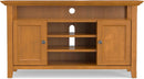 TV Media Stand 54 Inch Wide Golden Brown Cabinet Storage