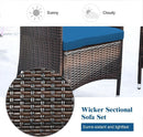Peacock Blue 4 Piece Rattan Patio Furniture Set With Sectional Sofa
