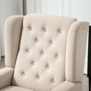 Beige Midcentury Button Tufted Wingback Upholstered Armchair