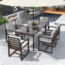Elegant Patio Dining Set with Removable Cushions in Dark Brown Acacia Wood for Outdoor Spaces