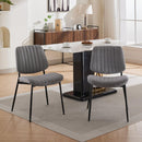 Dining Chairs Set of 2 Modern Retro Linen Chair with Bentwood Back Upholstered Seat Metal Legs Adjustable Foot for Kitchen Dining Room Chairs(Gray Linen)