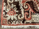 Khotan Rug 5x9, Terracotta and Brown, Floral, Chinese Wool Carpet, Antique Rug