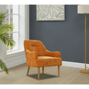 Chenille Armchair, Modern Style Accent Chair with Wood Legs, Comfy Design for Living Room, Bedroom, Office, Orange
