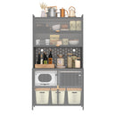 73'' Tall Kitchen Pantry Cabinet , 6 Level Flip Door with Pegboard Spacious, Adjustable & Stylish Metal Pantry Storage Cabinet, Anti-Tip Design Hutch for Kitchen, Dining Room, Living Room(Grey)