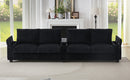 Modern 4-Seater Corduroy Sofa Couch with USB Ports and Hidden Storage in Black